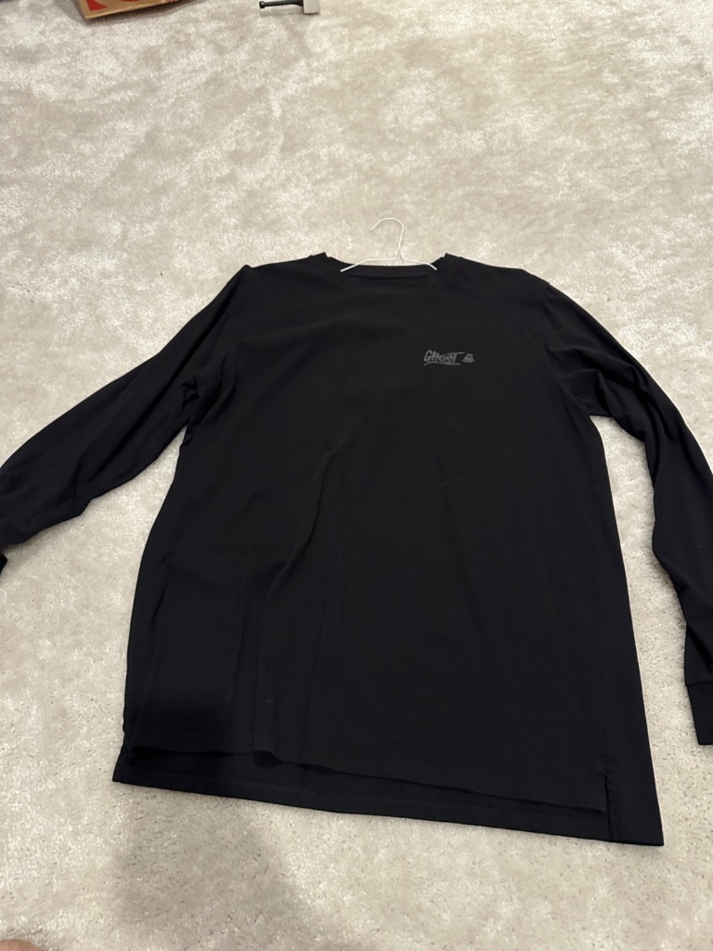 Ghost lifestyle Black Long Sleeve Tee with White Chest Label Graphic